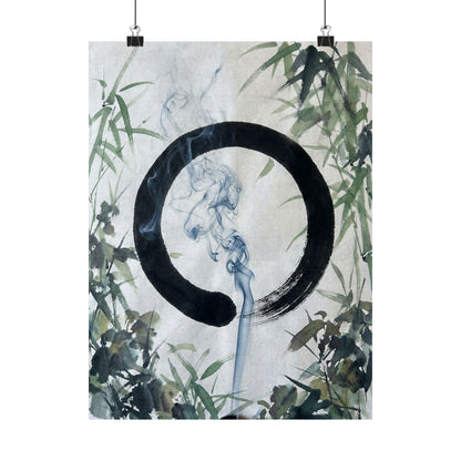 Moonlight Incense Smoke Wall Art Print - Zen Mono No Aware