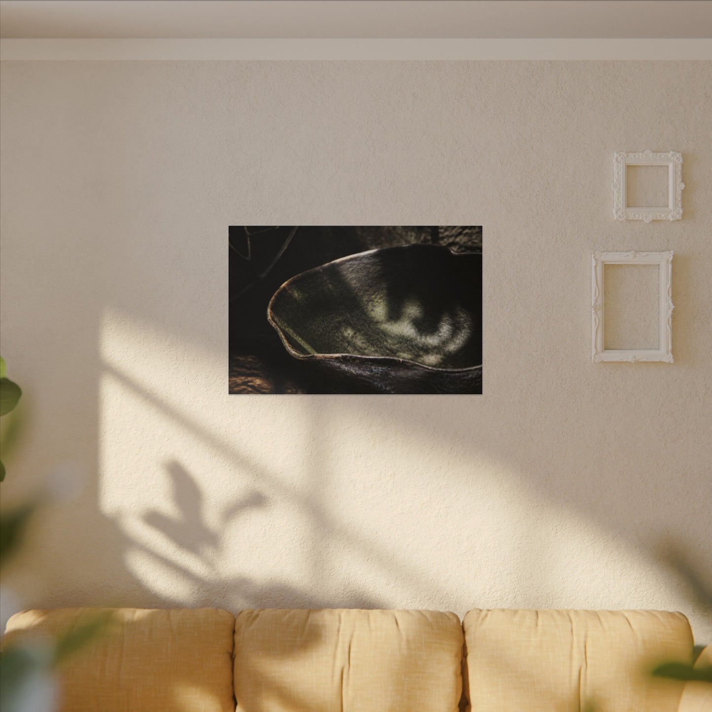 Sophisticated Ceramic Bowl Canvas Art - Dark Texture Dark Japandi