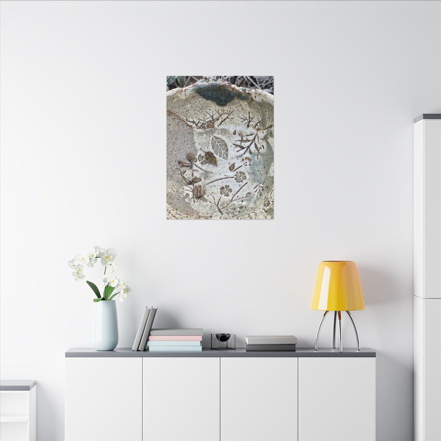 Ceramic Bowl Winter Canvas Art | Japandi Earthy Design