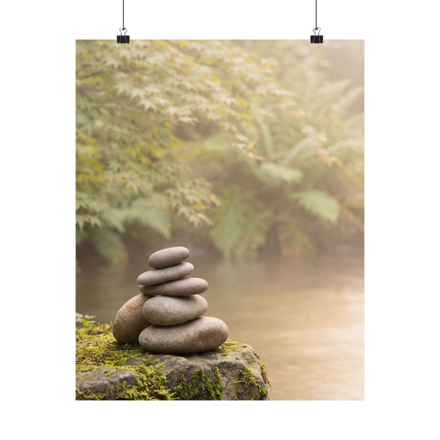 River Stones Summer Wall Art Print | Japandi Cozy Design Art Print
