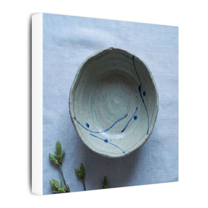 Spring Ceramic Bowl Minimal Line Canvas Art | Warm Decor