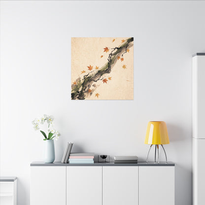 Ink Brushstroke Autumn Canvas Art | Zen Calm Design