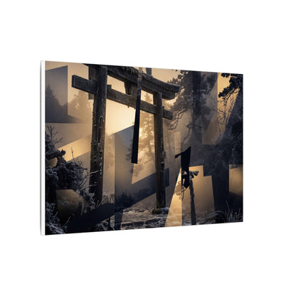 Winter Torii Gate Moody Minimal Canvas Art | Bold Decor
