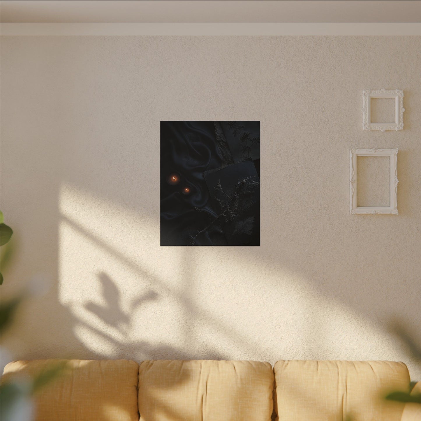 Candlelight Silk Drape Canvas Art - Dark Japandi Kanso