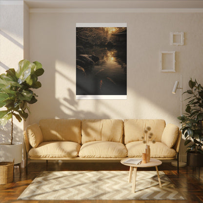 Winter Koi Pond Shadow Zen Canvas Art | Bold Decor