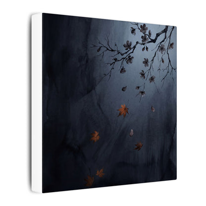 Autumn Cherry Blossom Charcoal Ink Canvas Art | Atmospheric Decor