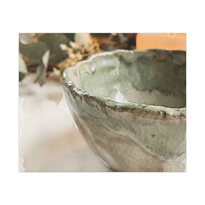 Ceramic Bowl Canvas Art | Summer Japandi Watercolor Art