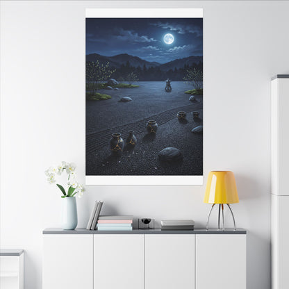 Kintsugi Moonlit Garden in Moonlight | Gold Repair Canvas Art