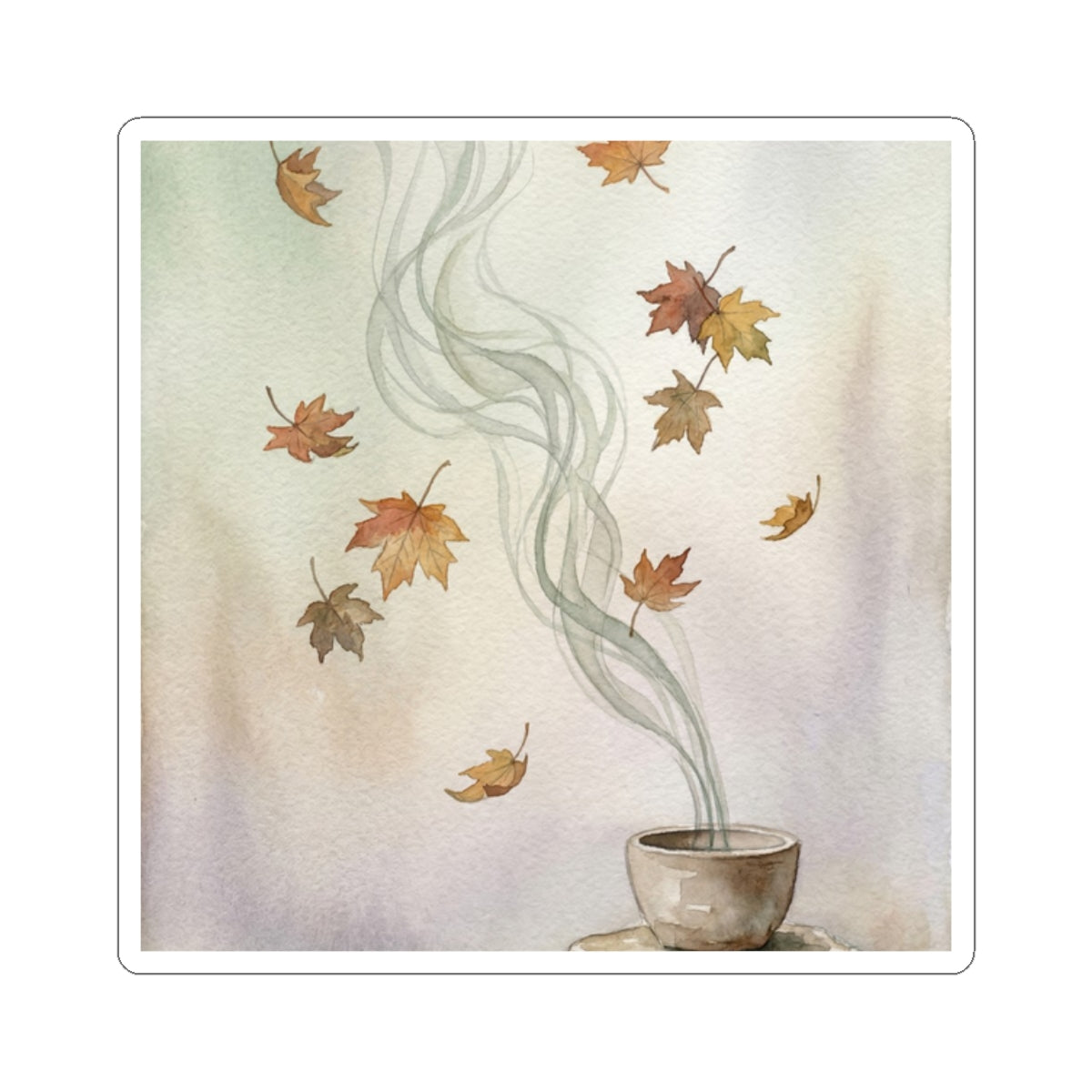 Japandi Incense Smoke in Dawn | Watercolor Sticker Art Print