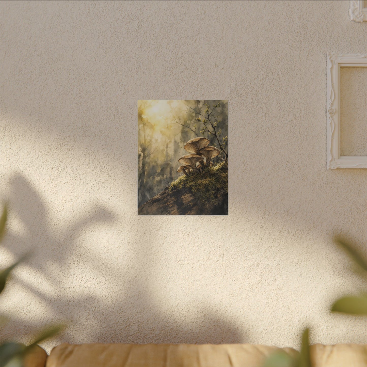 Wild Mushrooms Canvas Art | Spring Japandi Watercolor Art