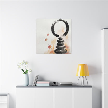 River Stones Canvas Art | Autumn Zen Enso Art