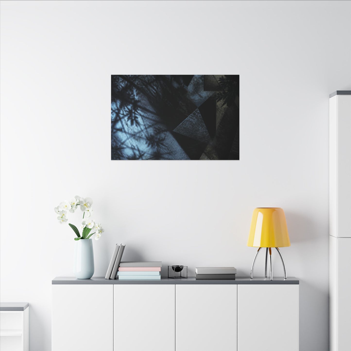 Shadow Play Winter Canvas Art | Dark Japandi Luxurious Design