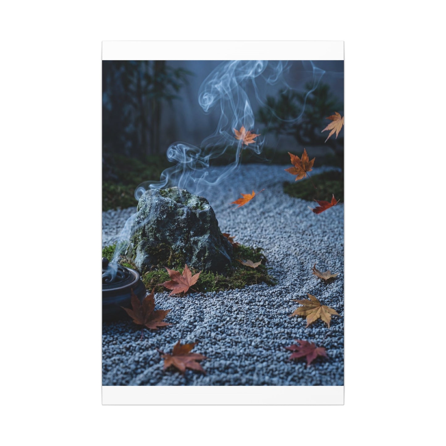 Autumn Incense Smoke Karesansui Canvas Art | Calm Decor
