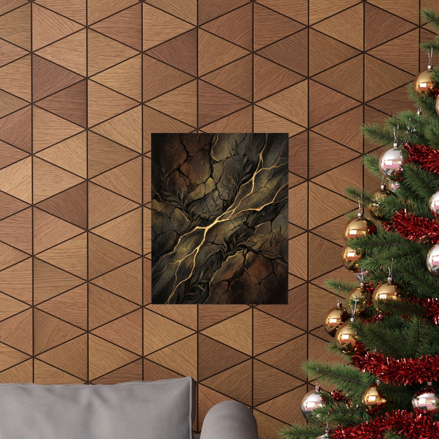 Bold Cracked Earth Wall Art Print - Charcoal Ink Dark Japandi