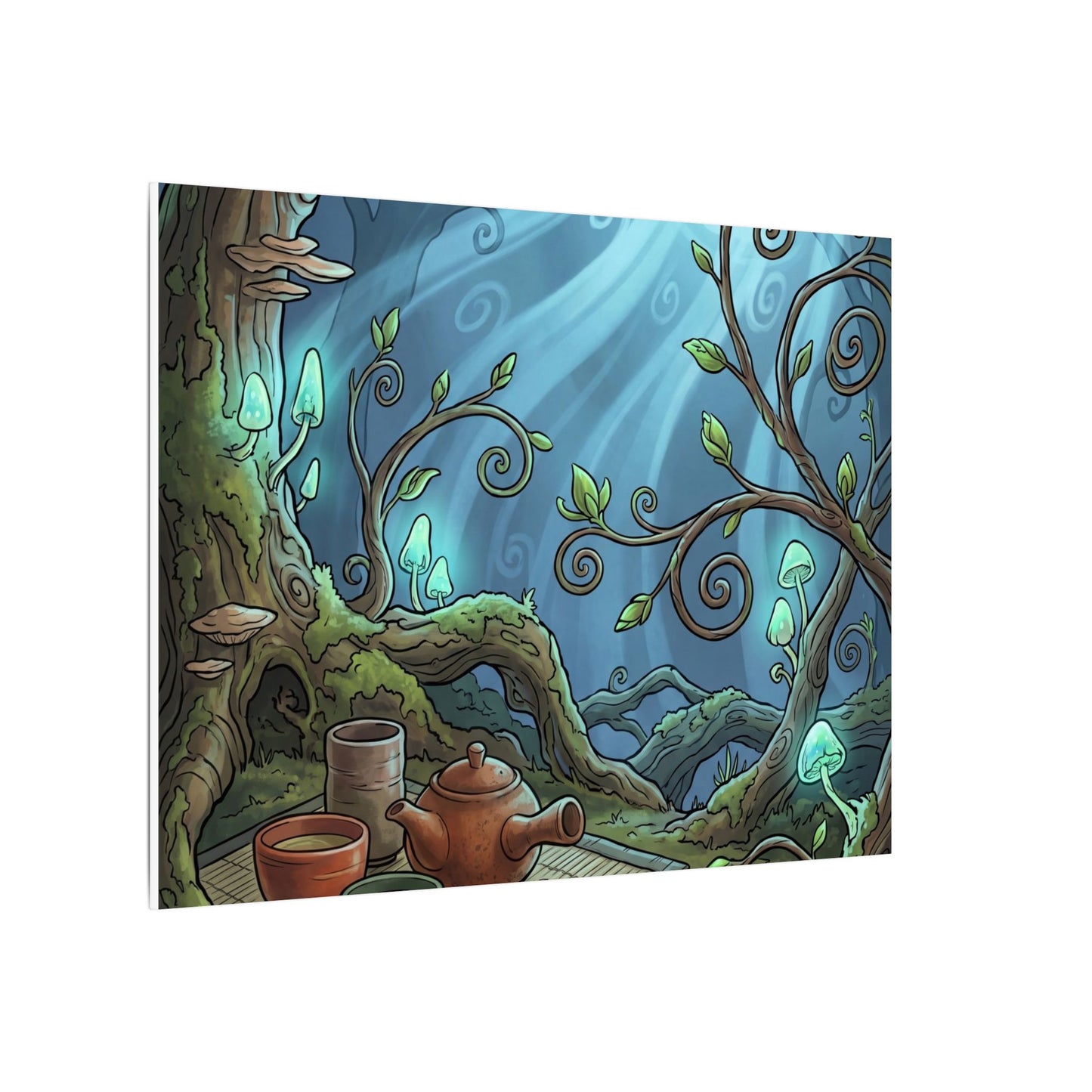 Spring Tea Ceremony Forest Whimsy Canvas Art | Cozy Decor