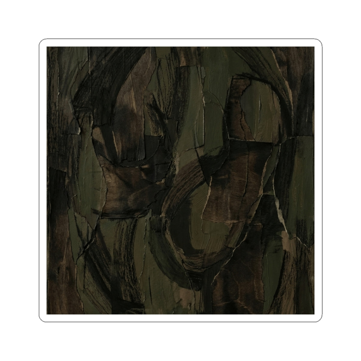 Mixed Media Dark Japandi Textured Sticker | Mixed Media Dark Texture Art Print