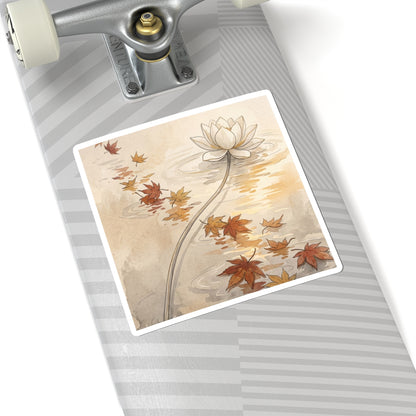 Lotus Flower Autumn Sticker | Japandi Elegant Design