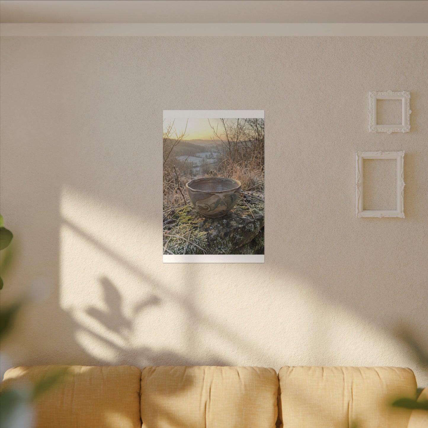 Golden Hour Ceramic Bowl Canvas Art - Japandi Shibui