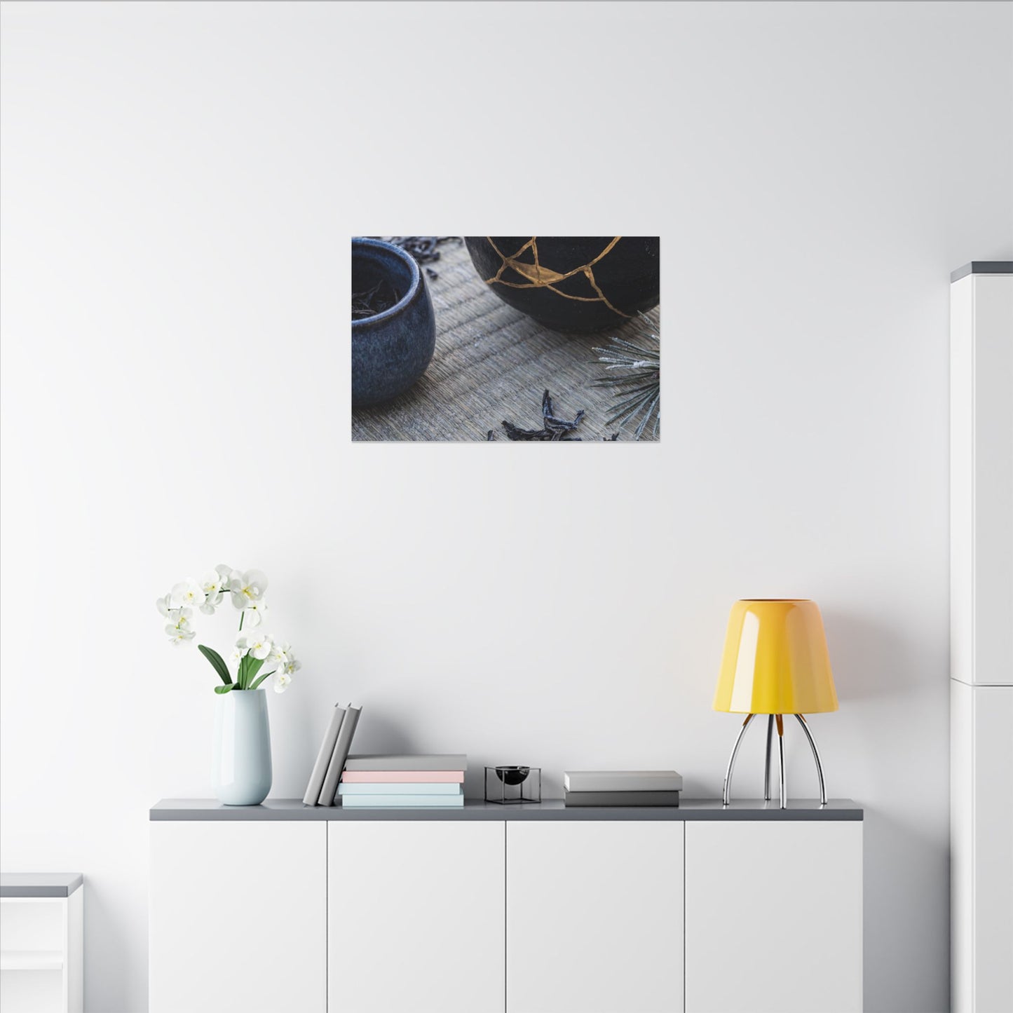 Kintsugi Tea Ceremony in Overcast | Gold Vein Canvas Art
