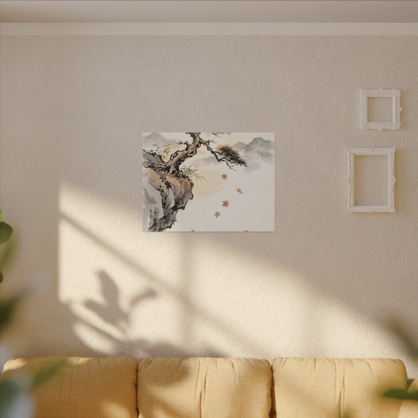 Peaceful Pine Tree Canvas Art - Sumi E Zen