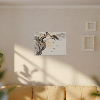 Peaceful Pine Tree Canvas Art - Sumi E Zen