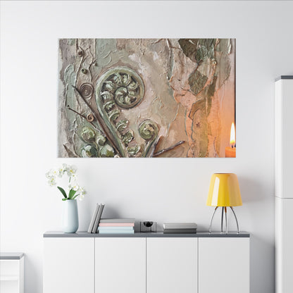 Datsuzoku Fern Unfurling Canvas Art - Japandi Texture