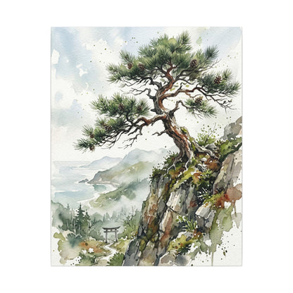Pine Tree Spring Canvas Art | Japandi Neutral Design