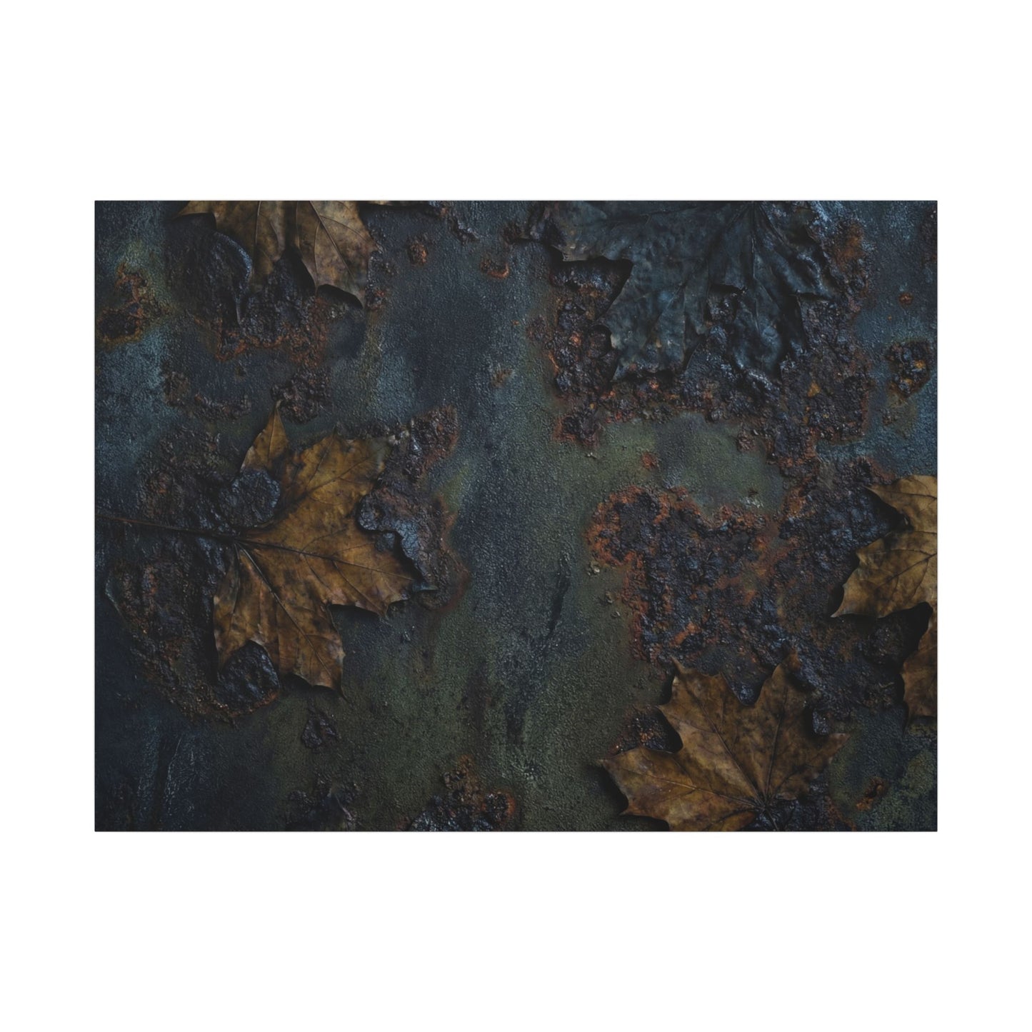 Shibui Rust Patina Canvas Art - Dark Japandi Charcoal Ink