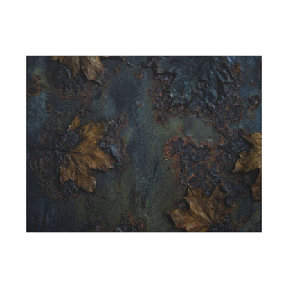 Shibui Rust Patina Canvas Art - Dark Japandi Charcoal Ink