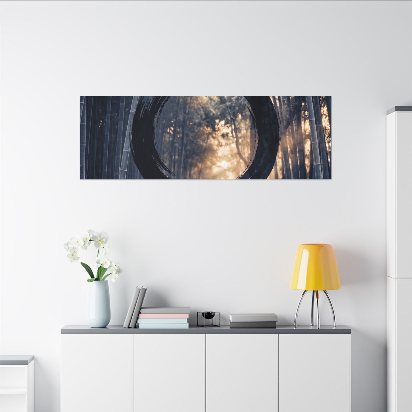 Bamboo Grove Canvas Art | Winter Zen Enso Art