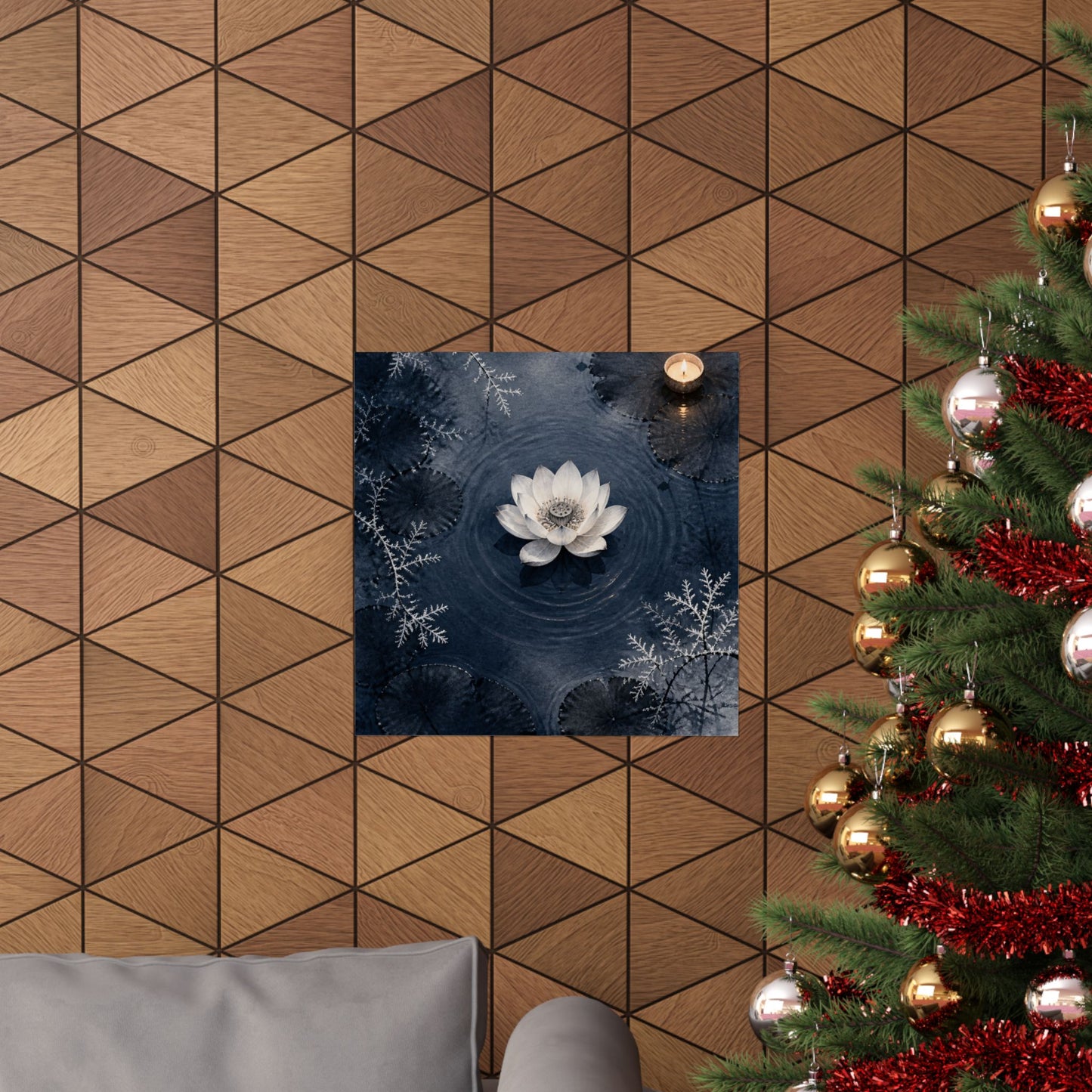Lotus Flower Wall Art Print | Winter Zen Sumi E Art