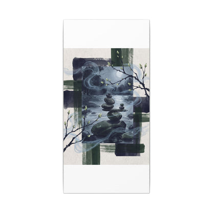 Moonlight River Stones Canvas Art - Zen Shibui