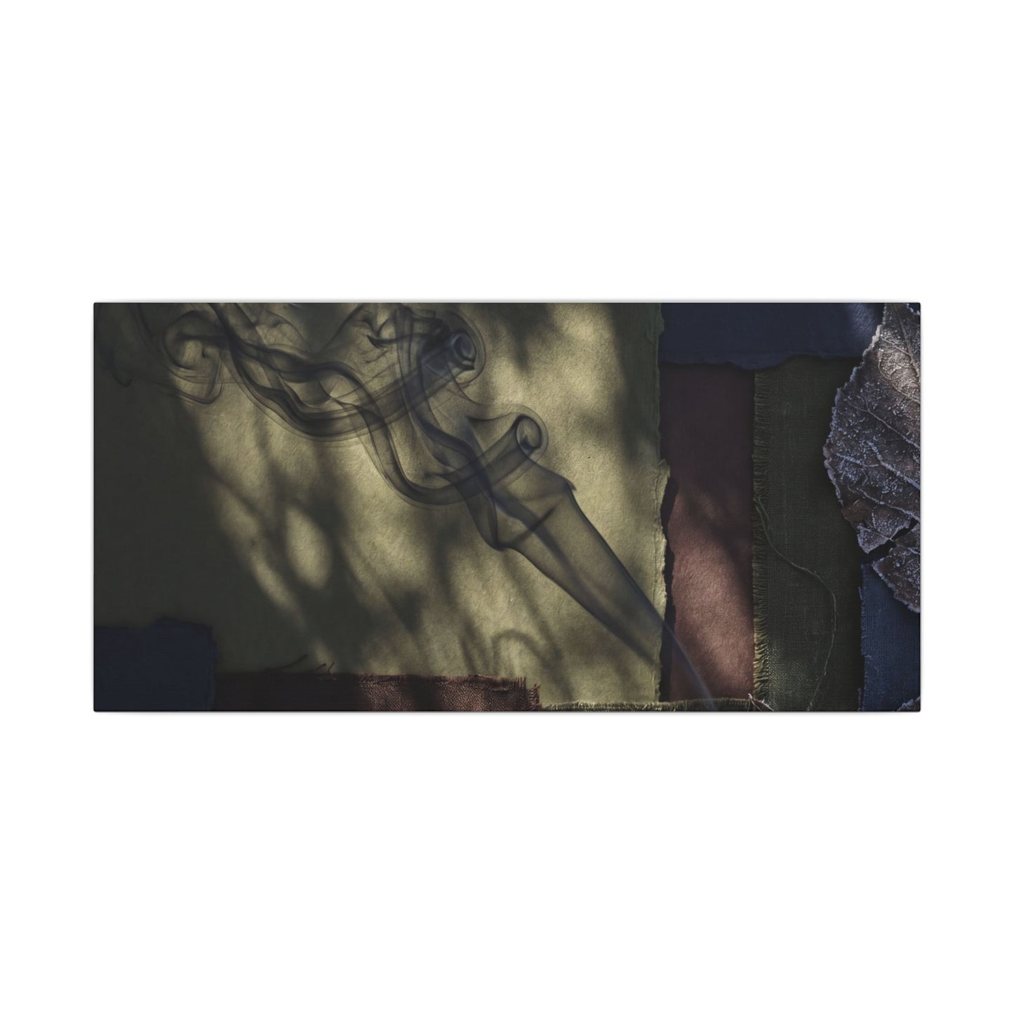 Ma Incense Smoke Canvas Art - Dark Japandi Dark Texture