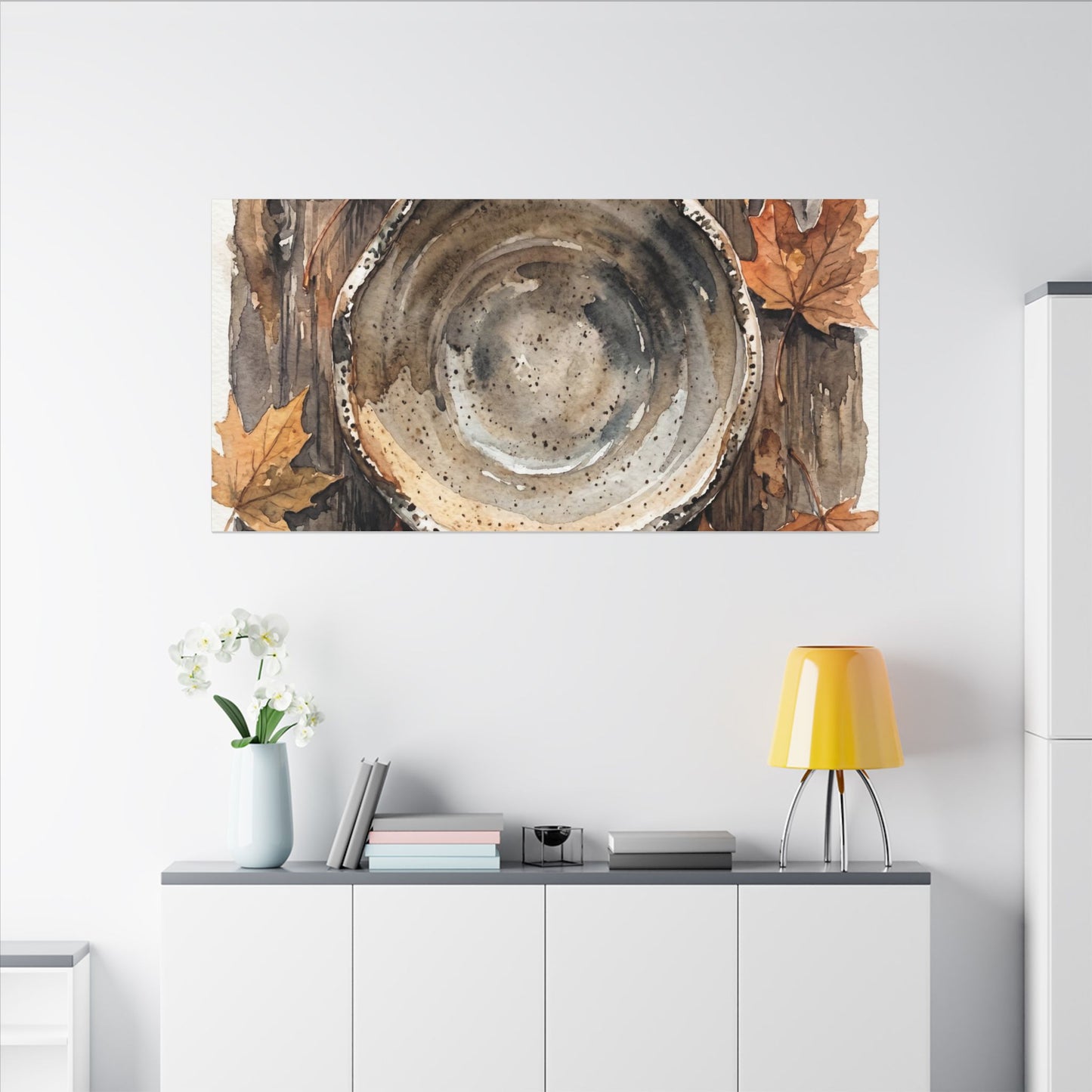 Ma Ceramic Bowl Canvas Art - Japandi Watercolor