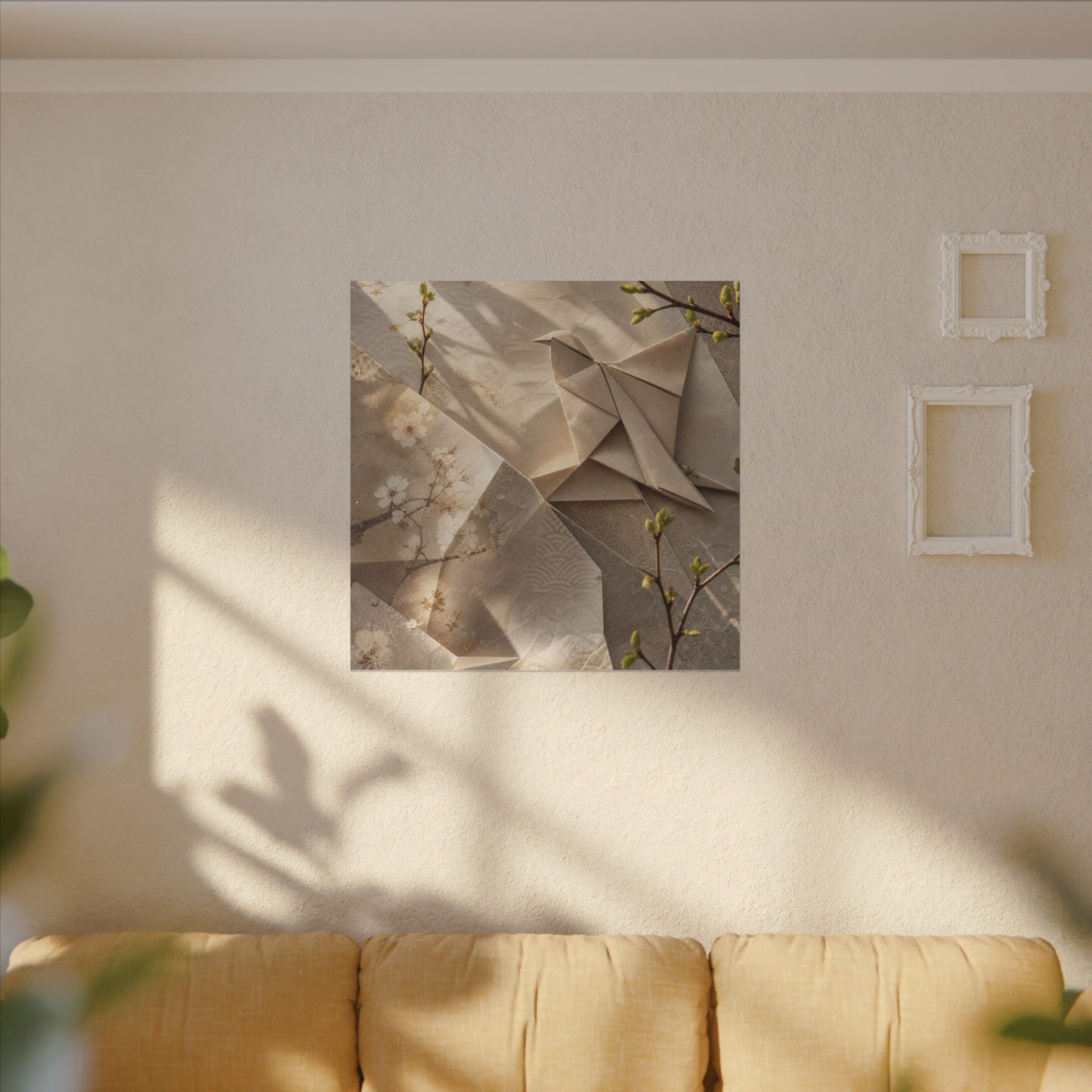 Golden Hour Paper Fold Canvas Art - Japandi Fukinsei