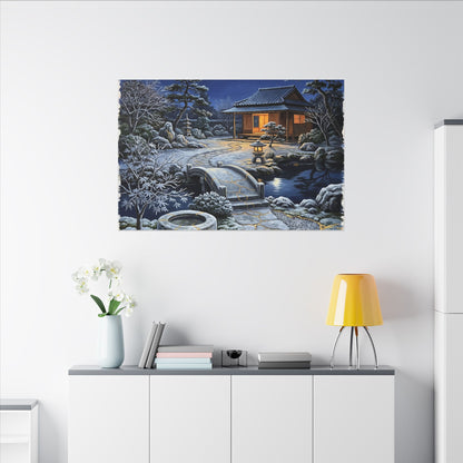 Moonlit Garden Winter Canvas Art | Kintsugi Artful Design