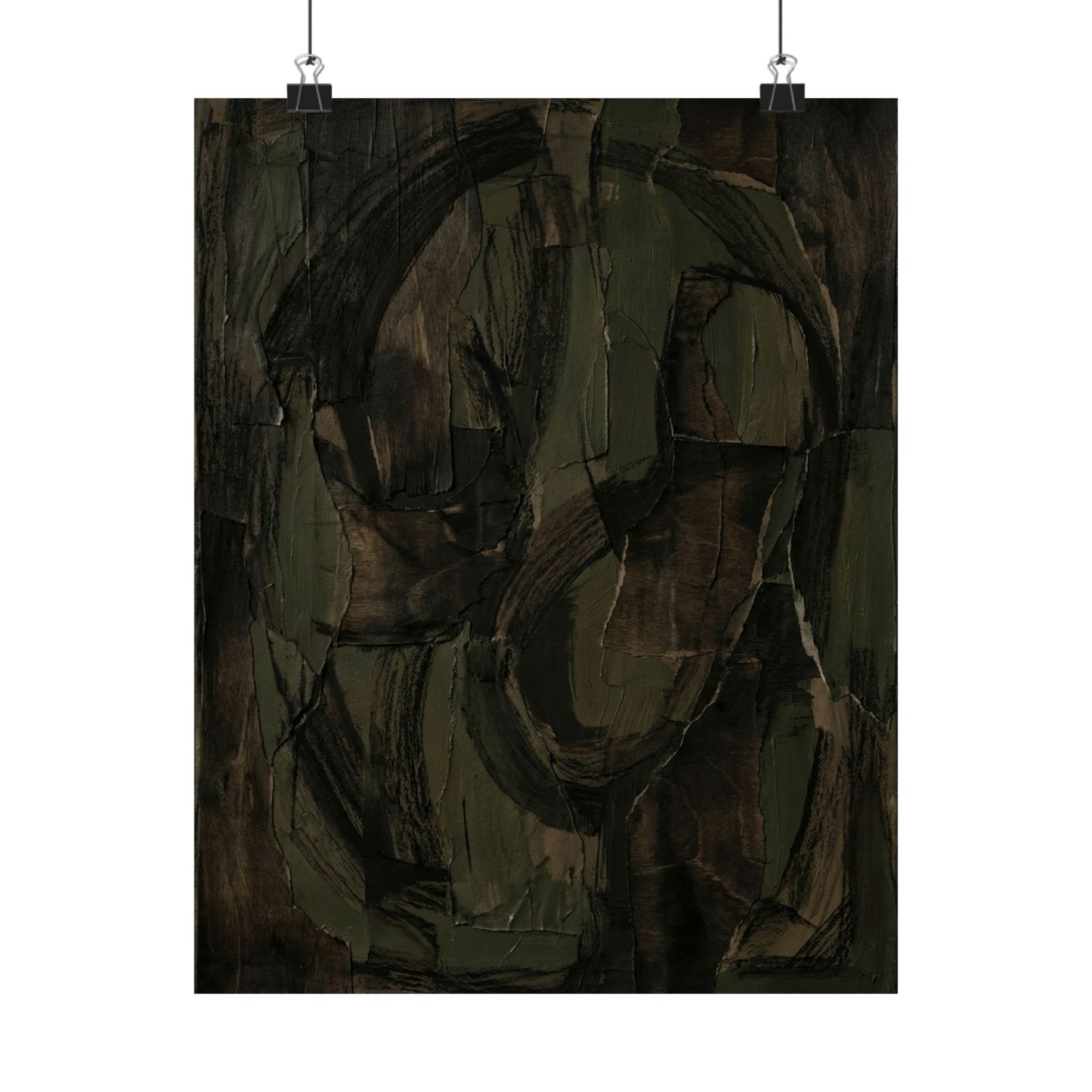 Mixed Media Dark Japandi Textured Wall Art Print | Mixed Media Dark Texture Art Print