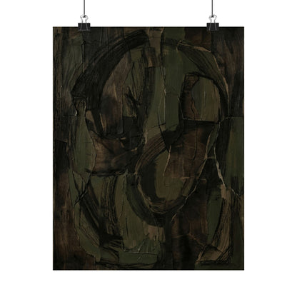 Mixed Media Dark Japandi Textured Wall Art Print | Mixed Media Dark Texture Art Print