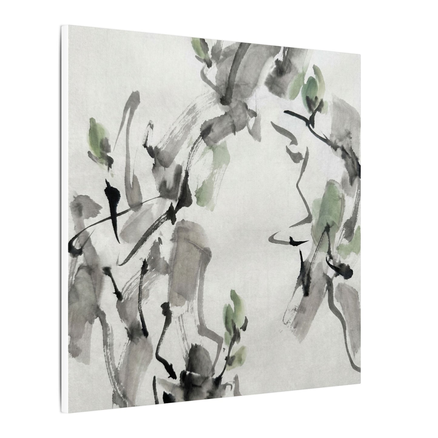Zen Ink Brushstroke in Overcast | Sumi E Canvas Art