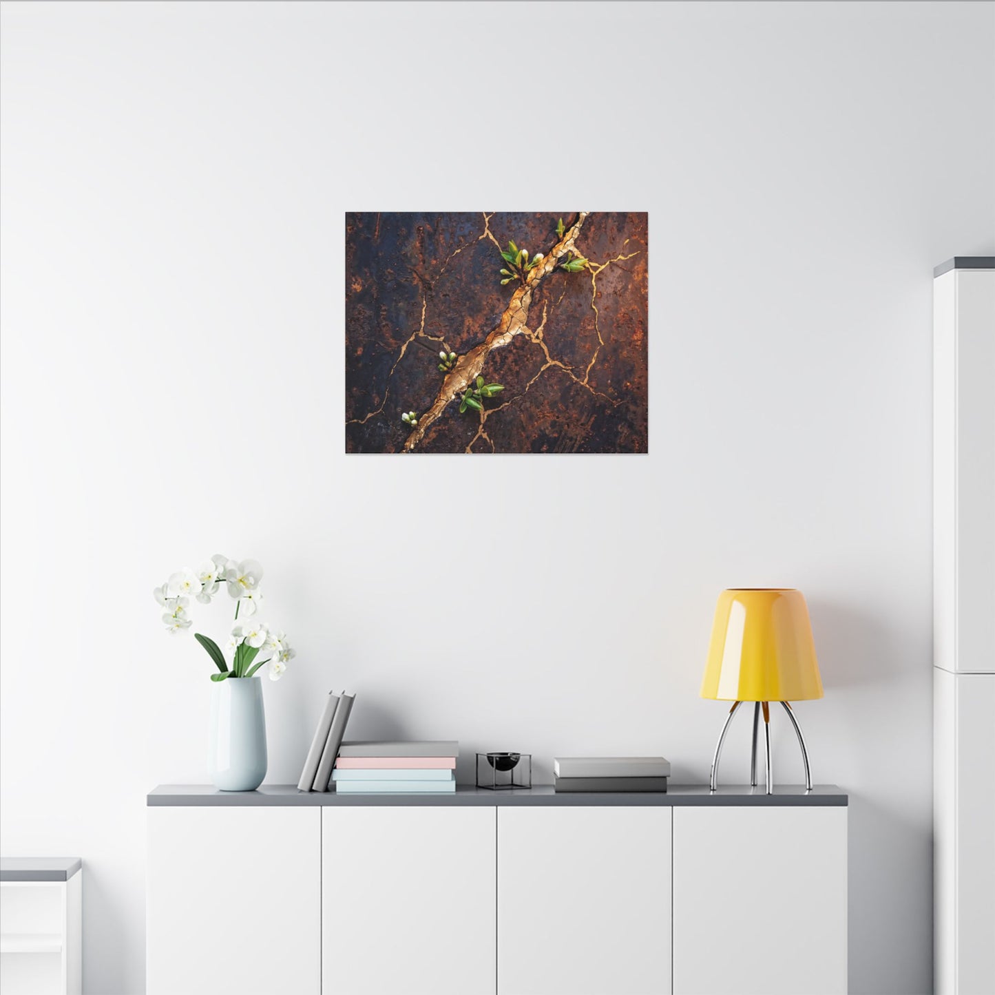 Rust Patina Spring Canvas Art | Kintsugi Resilient Design