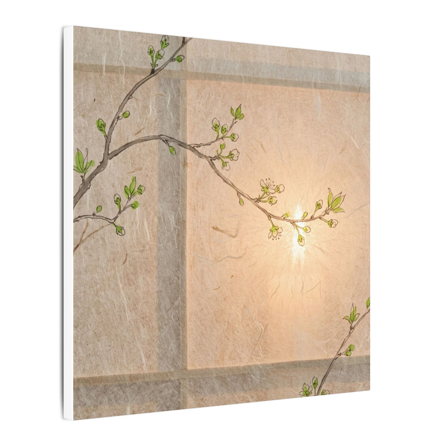 Shoji Screen Canvas Art | Spring Japandi Minimal Line Art