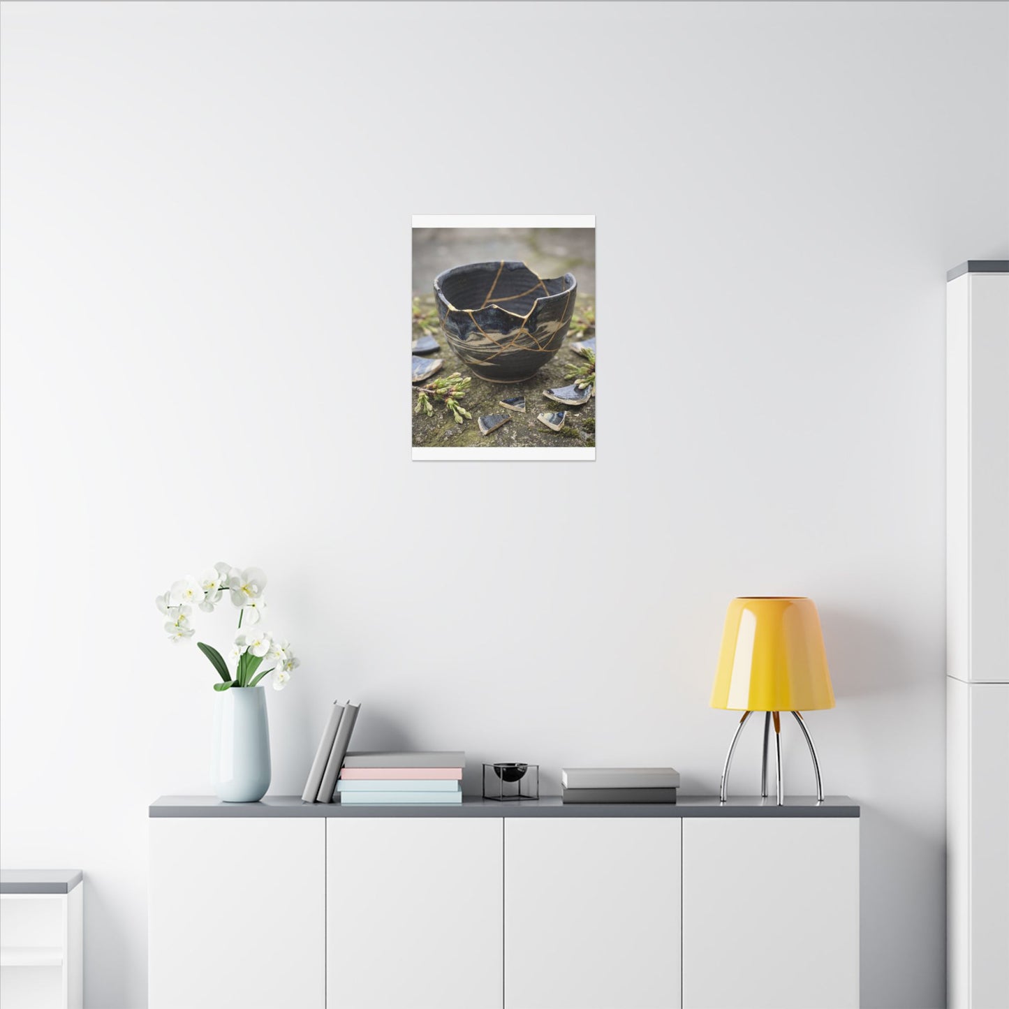 Datsuzoku Ceramic Bowl Canvas Art - Kintsugi Gold Repair