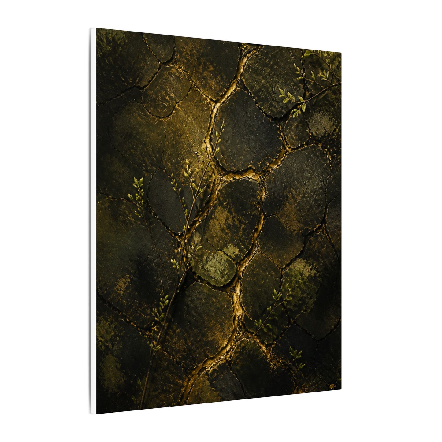 Shibui Cracked Earth Canvas Art - Dark Japandi Dark Texture