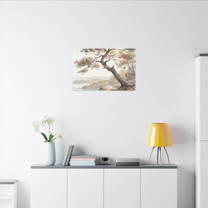 Pine Tree Watercolor Canvas Art | Elegant Japandi Art