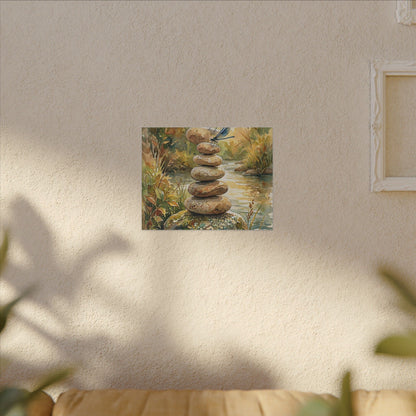 River Stones Summer Canvas Art | Japandi Cozy Design