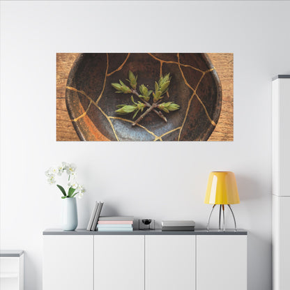 Ceramic Bowl Gold Repair Canvas Art | Resilient Kintsugi Art