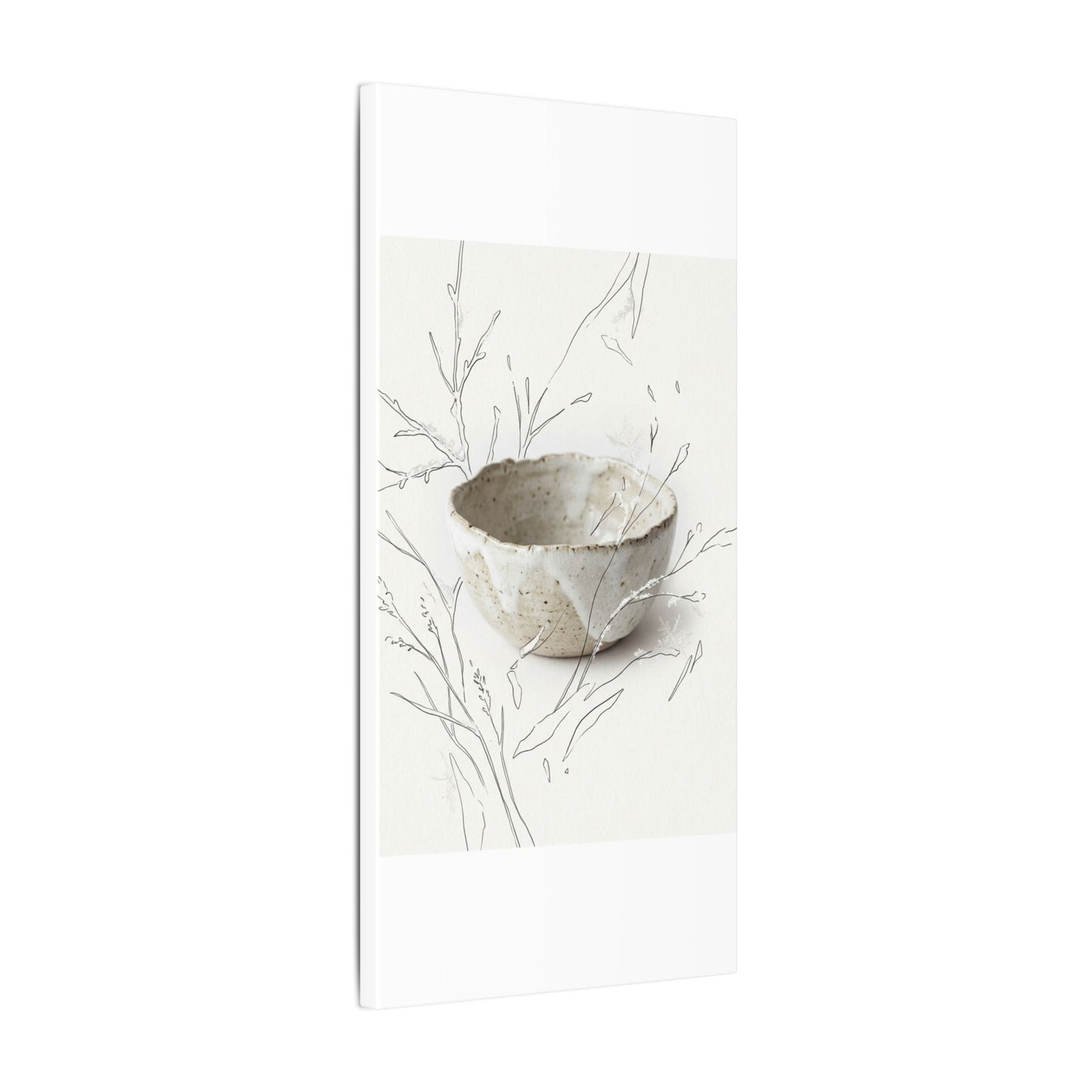 Neutral Ceramic Bowl Canvas Art - Minimal Line Japandi