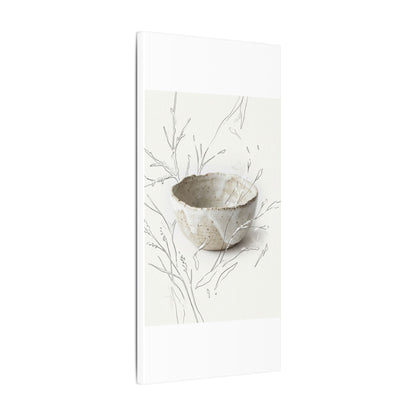 Neutral Ceramic Bowl Canvas Art - Minimal Line Japandi