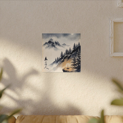 Mountain Mist Canvas Art | Winter Zen Ukiyo E Inspired Art