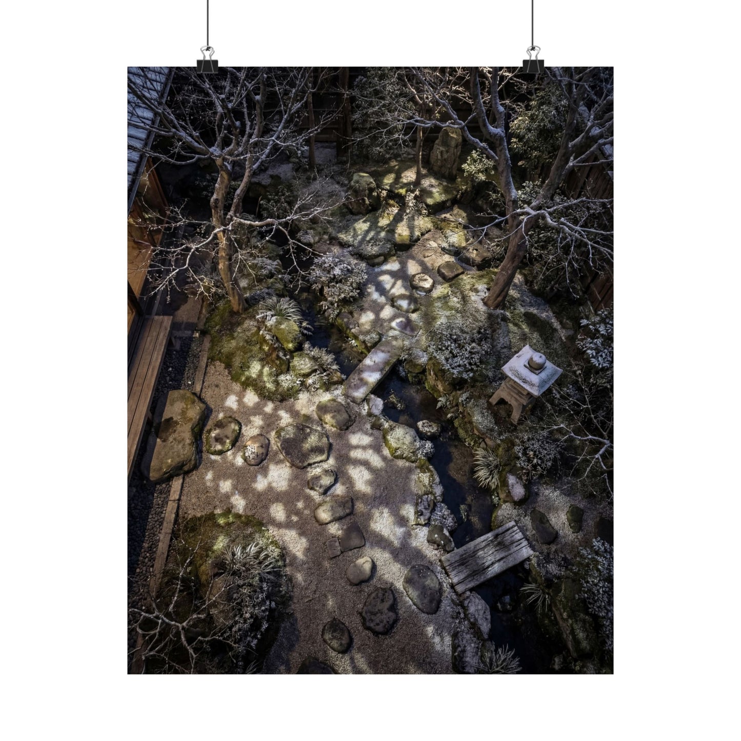 Moonlit Garden Wall Art Print | Winter Japandi Japanese Pattern Art Art Print